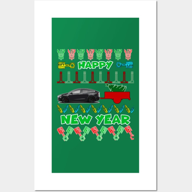 Merry chrismas, car guy, car enthusiast merry chrismas (Tesla) Wall Art by CarEnthusast